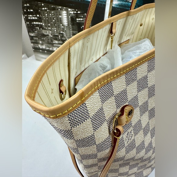 💕SOLD💕Louis Vuitton Neverfull MM Azur Beige Cursive - Picture 6 of 16